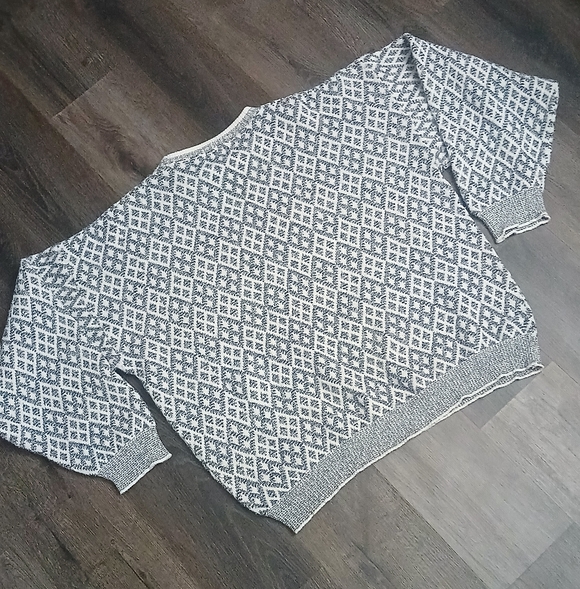 Men's Gray Patterned Sweater Grandpacore Knit Size XXL - Picture 4 of 4